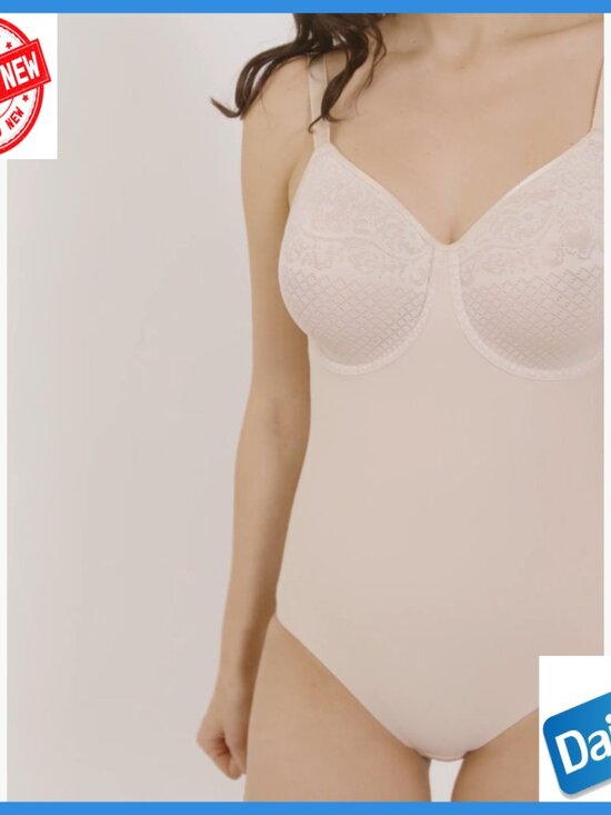 Stretch Jacquard Shaping Bodysuit with Minimizer Cups and Mesh Lining - Picture 4 of 4